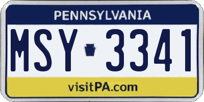 PA license plate MSY3341