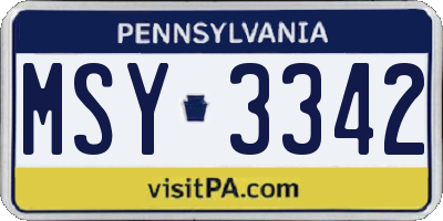 PA license plate MSY3342