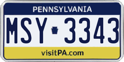 PA license plate MSY3343