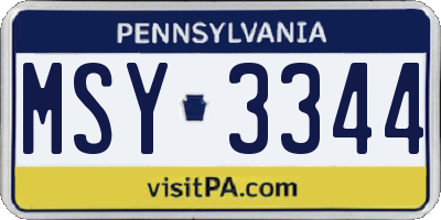 PA license plate MSY3344