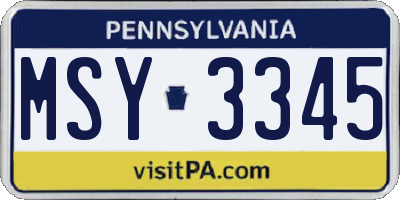 PA license plate MSY3345