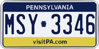 PA license plate MSY3346