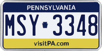 PA license plate MSY3348