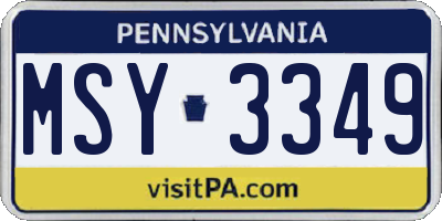 PA license plate MSY3349