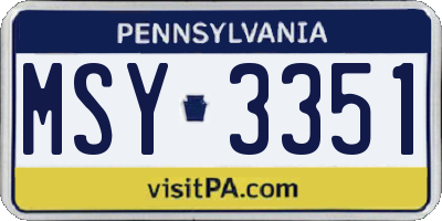 PA license plate MSY3351