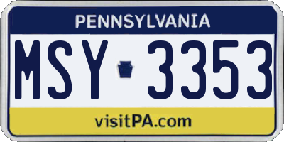 PA license plate MSY3353