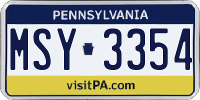 PA license plate MSY3354