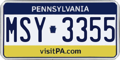 PA license plate MSY3355