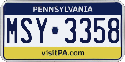 PA license plate MSY3358