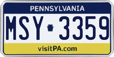 PA license plate MSY3359