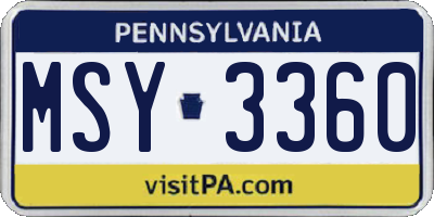 PA license plate MSY3360