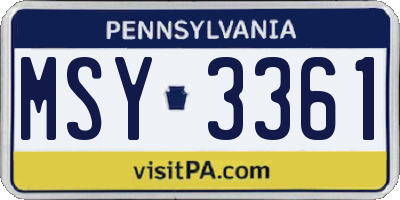 PA license plate MSY3361