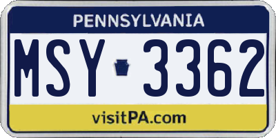 PA license plate MSY3362