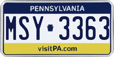 PA license plate MSY3363