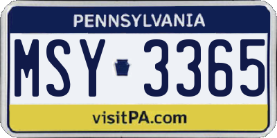 PA license plate MSY3365