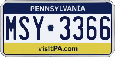 PA license plate MSY3366