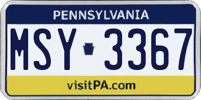PA license plate MSY3367