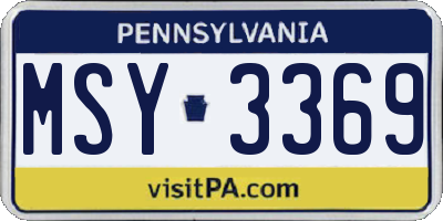 PA license plate MSY3369