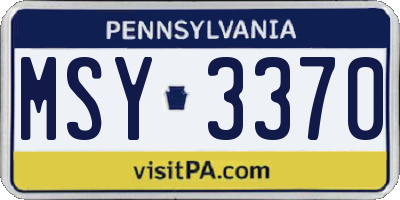 PA license plate MSY3370
