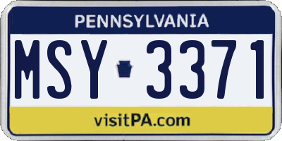 PA license plate MSY3371