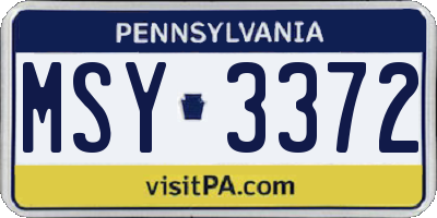 PA license plate MSY3372