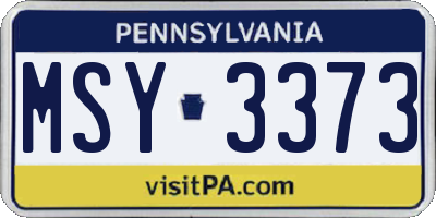PA license plate MSY3373