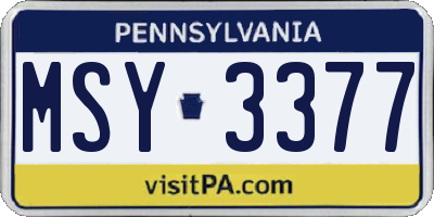 PA license plate MSY3377