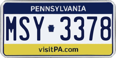 PA license plate MSY3378