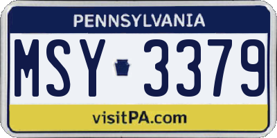 PA license plate MSY3379