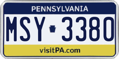 PA license plate MSY3380