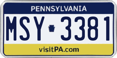 PA license plate MSY3381
