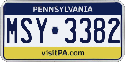 PA license plate MSY3382
