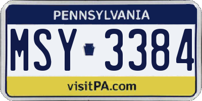 PA license plate MSY3384