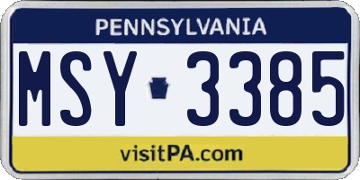 PA license plate MSY3385