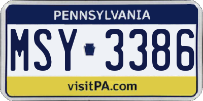 PA license plate MSY3386
