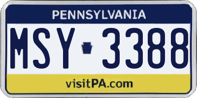 PA license plate MSY3388