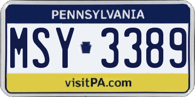 PA license plate MSY3389