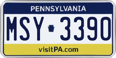 PA license plate MSY3390