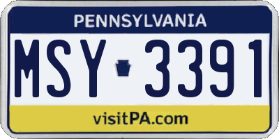 PA license plate MSY3391