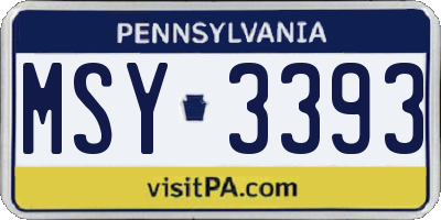 PA license plate MSY3393