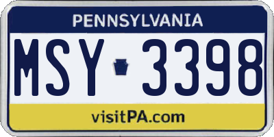 PA license plate MSY3398