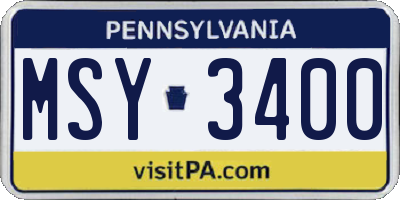 PA license plate MSY3400