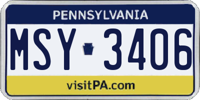 PA license plate MSY3406