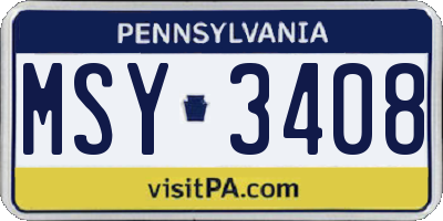PA license plate MSY3408