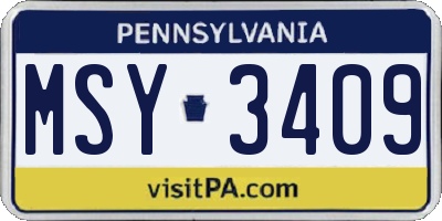 PA license plate MSY3409