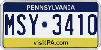PA license plate MSY3410