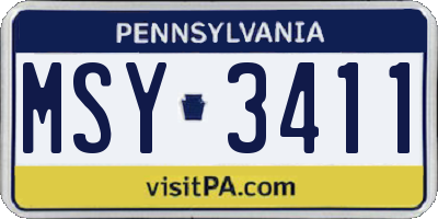 PA license plate MSY3411