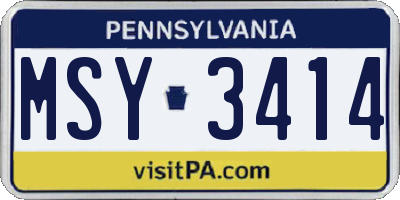 PA license plate MSY3414