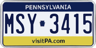 PA license plate MSY3415