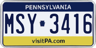 PA license plate MSY3416